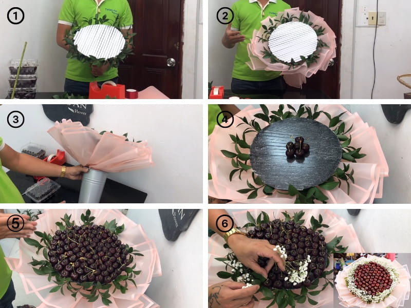Các bước thực hiện cách làm bó hoa bằng trái cây